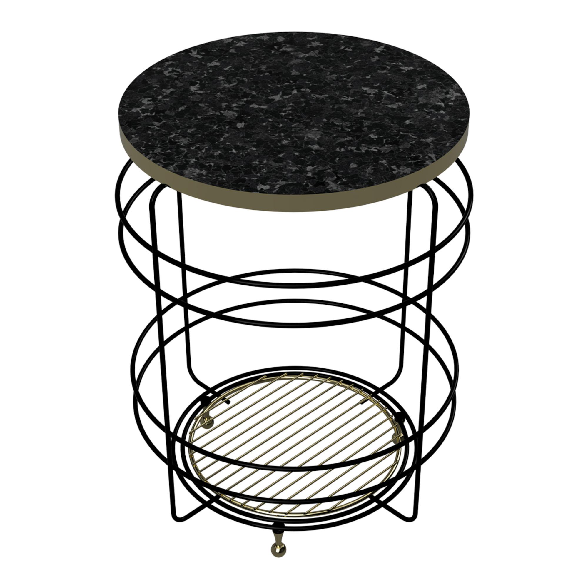 BEISTELLTISCH Padasjoki - Goldfarben/Schwarz, Holzwerkstoff/Metall (40/40/55cm) - [en.casa]