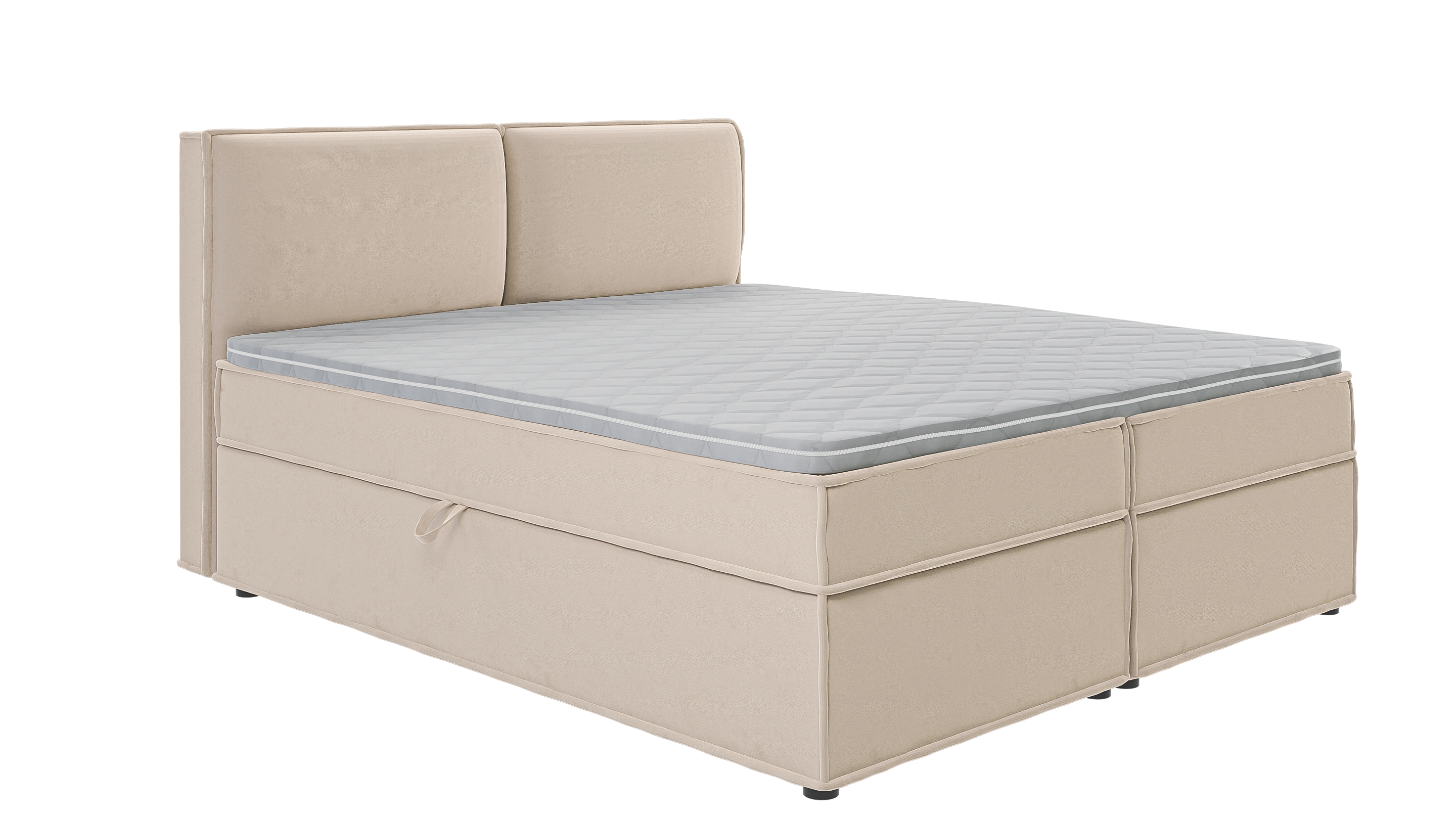 BOXBETT Eclipse 180/200 cm Beige Luxusmicrofaser - Beige/Schwarz, Holz/Kunststoff (180/200cm) - S-Style Möbel