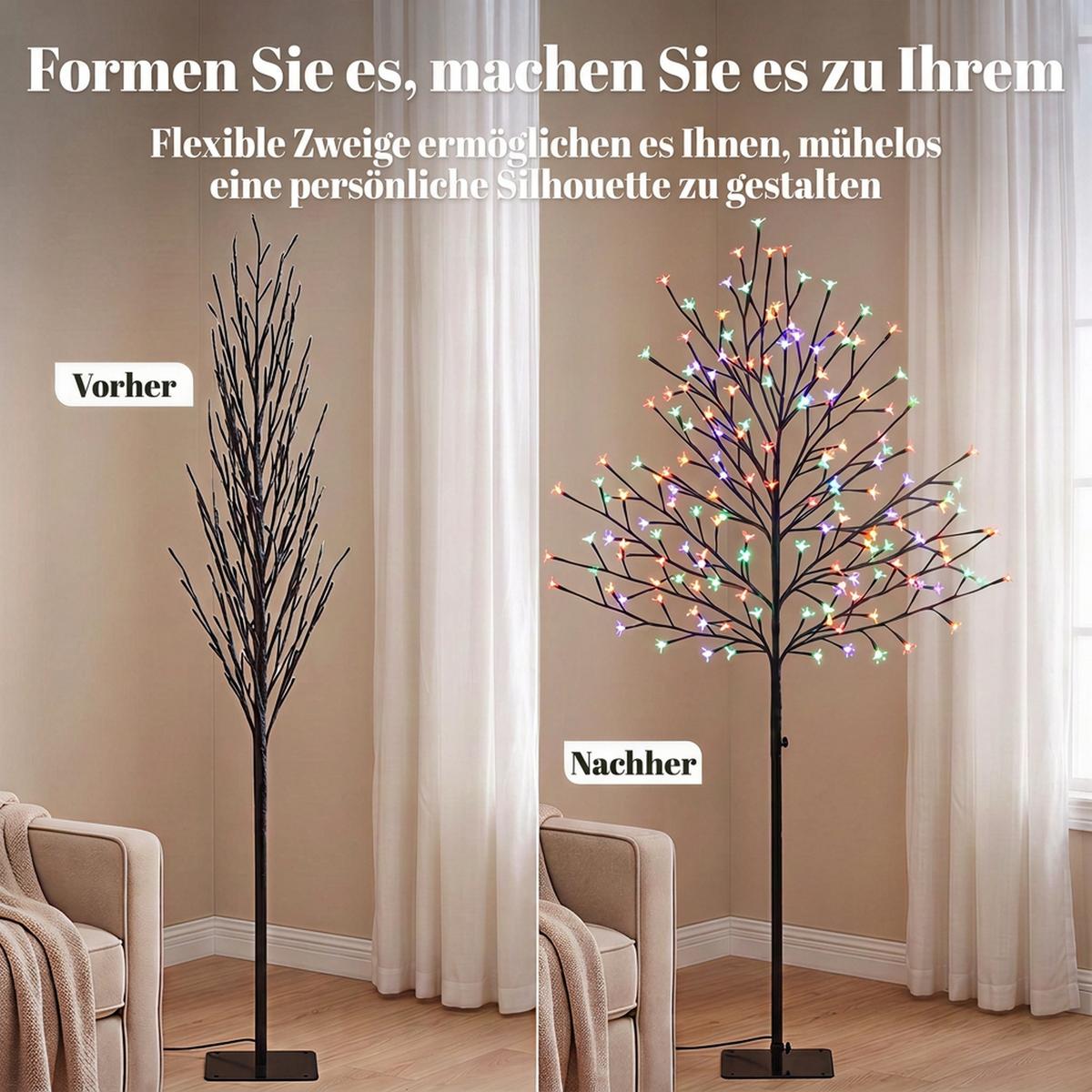 BELEUCHTETER-KIRSCHBLÜTENBAUM Stahl Transparent - Schwarz, Metall (55/150/55cm) - HOMCOM
