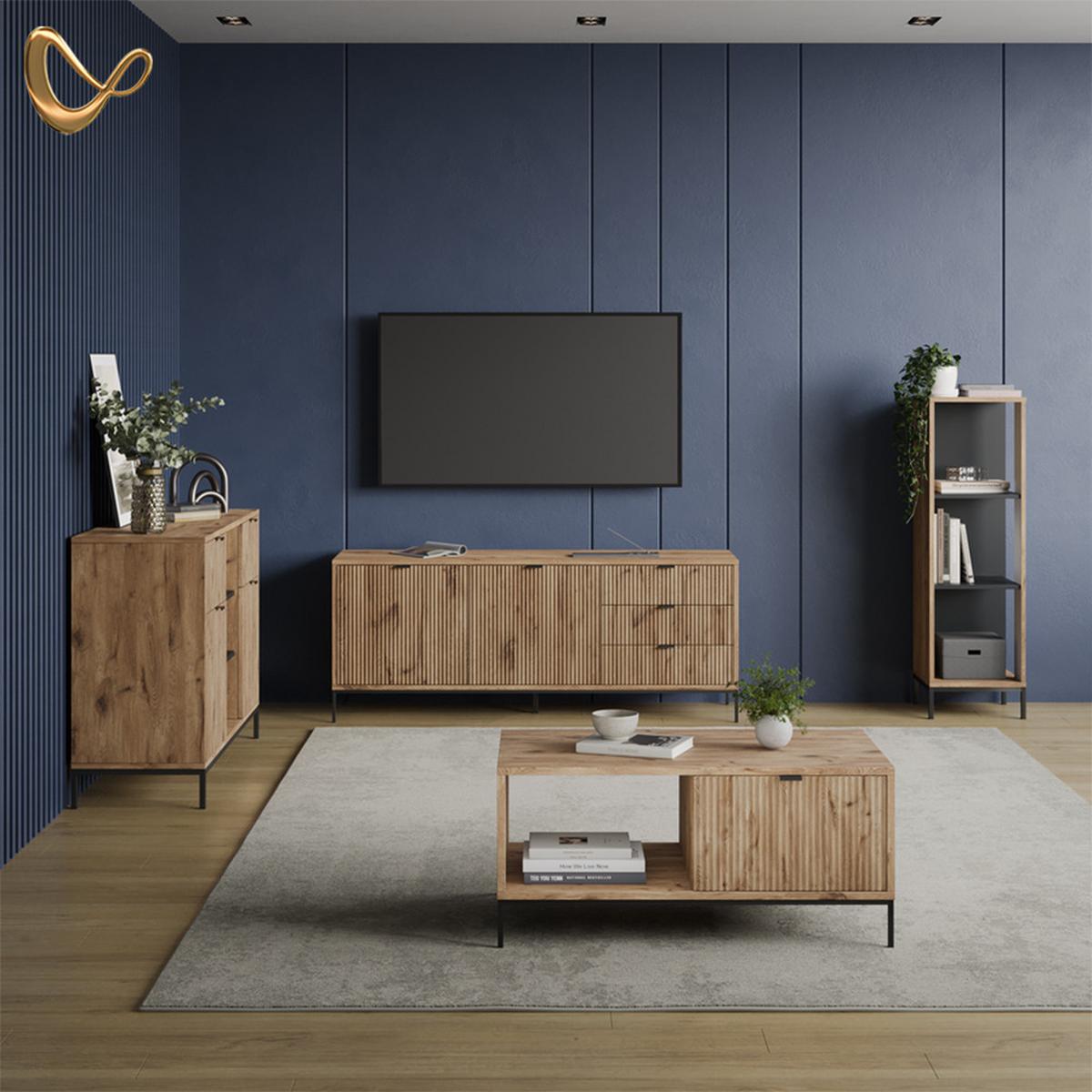 BÜCHERREGAL Aterno Viking Oak mit 3 Fächern - Eichefarben, Holzwerkstoff (36/120/36cm) - Livinity®