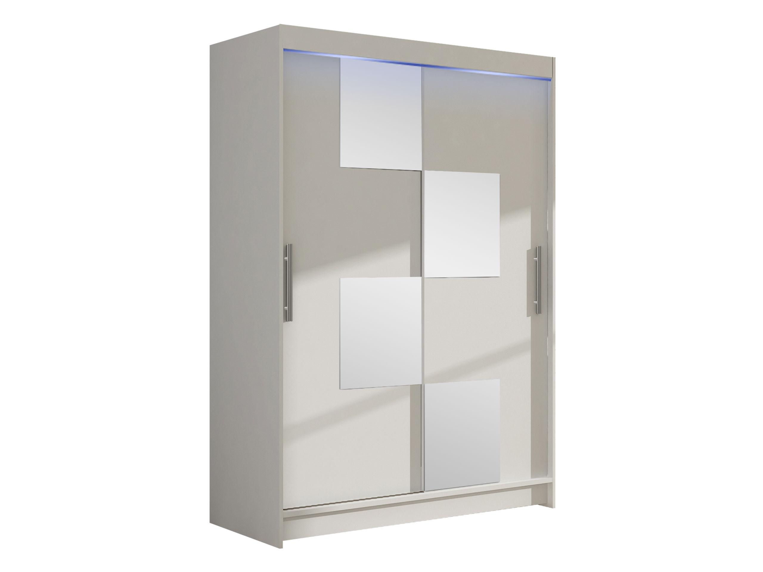 KLEIDERSCHRANK Miami III, mit RGB LED Beleuchtung - Silberfarben/Weiß, Holzwerkstoff/Kunststoff (120/200/58cm) - MIRJAN24