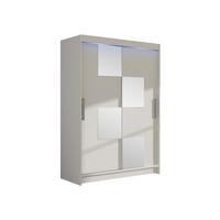 KLEIDERSCHRANK Miami III, mit RGB LED Beleuchtung - Silberfarben/Weiß, Holzwerkstoff/Kunststoff (120/200/58cm) - MIRJAN24