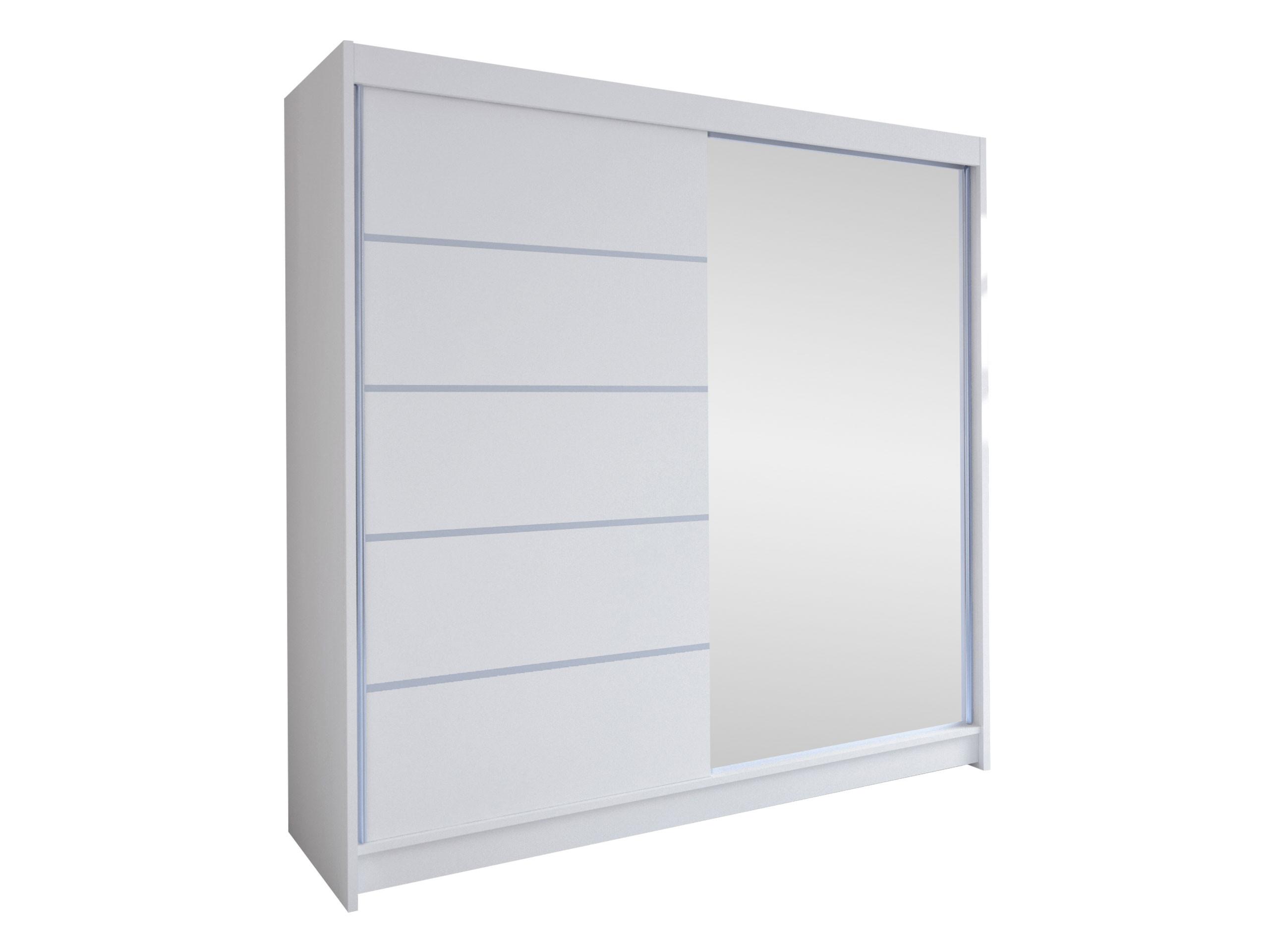 SCHWEBETÜRENSCHRANK Talin III - Silberfarben/Weiß, Holzwerkstoff/Metall (180/215/58cm) - MIRJAN24