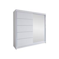 SCHWEBETÜRENSCHRANK Talin III - Silberfarben/Weiß, Holzwerkstoff/Metall (180/215/58cm) - MIRJAN24