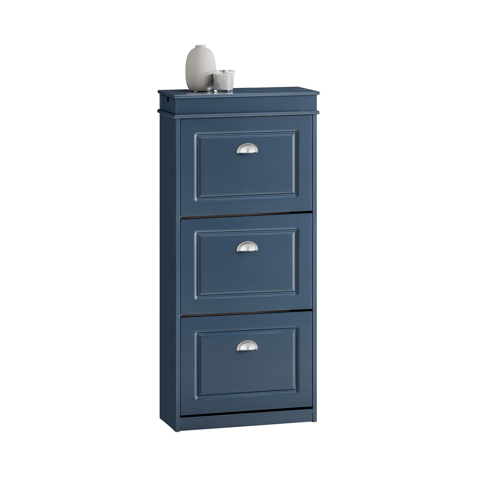 SCHUHKIPPER mit Schublade und Haken, Schuhschrank Blau 53x24x118cm - Blau, Holzwerkstoff (53/118/24cm) - SoBuy