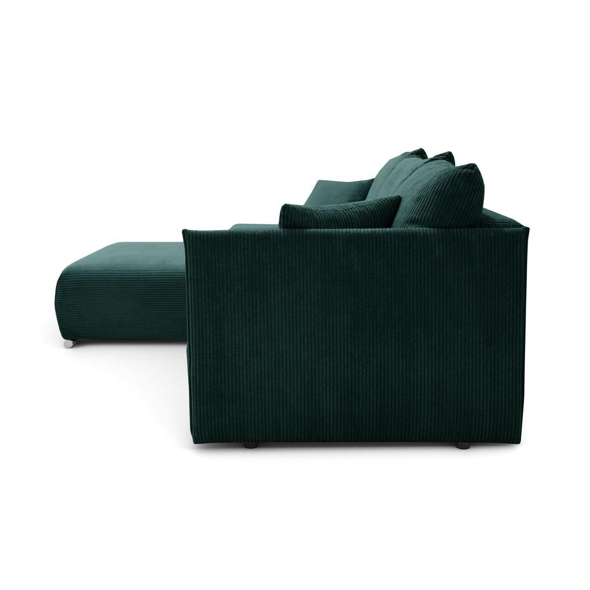 ECKSOFA LAVIO L mit Schlaffunktion und Bettzeugkasten Linke - Grün, Textil (246/188cm) - Lookway