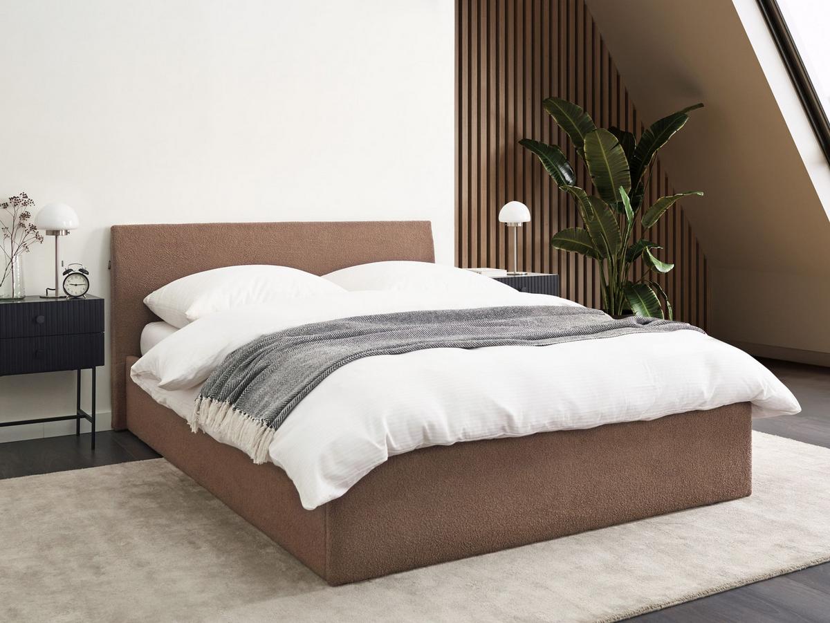 POLSTERBETT 140x200 cm Braun Orbey - Braun, Textil (140/200cm) - Beliani