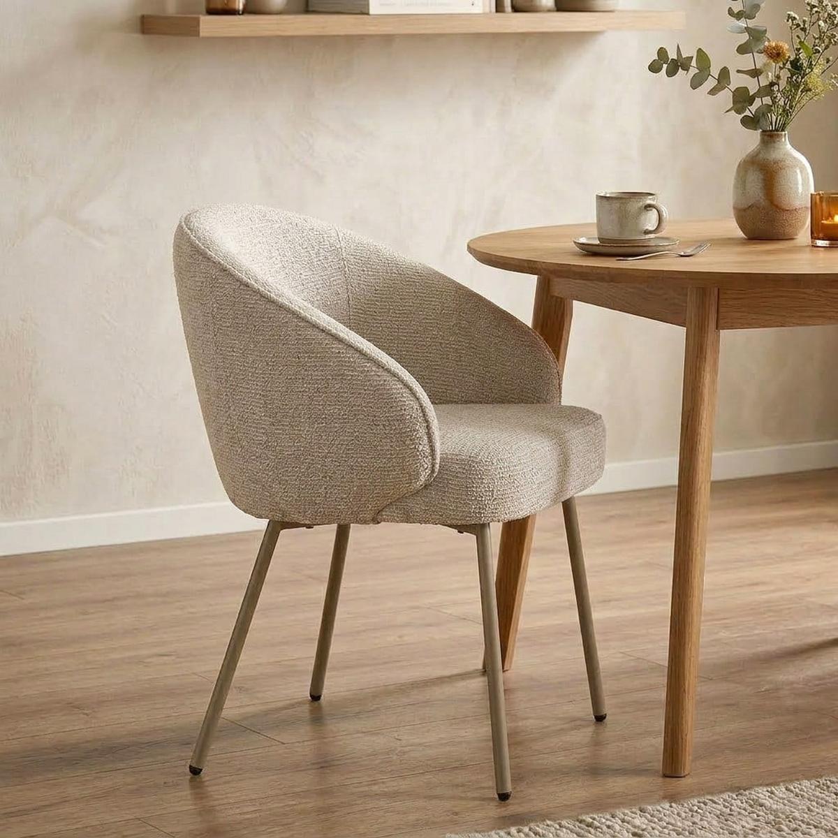 STÜHLE 2er-Set aus Stoff Beine aus Metall beige 62/60/81 cm - Beige, Textil (60/81/65cm) - Calicosy