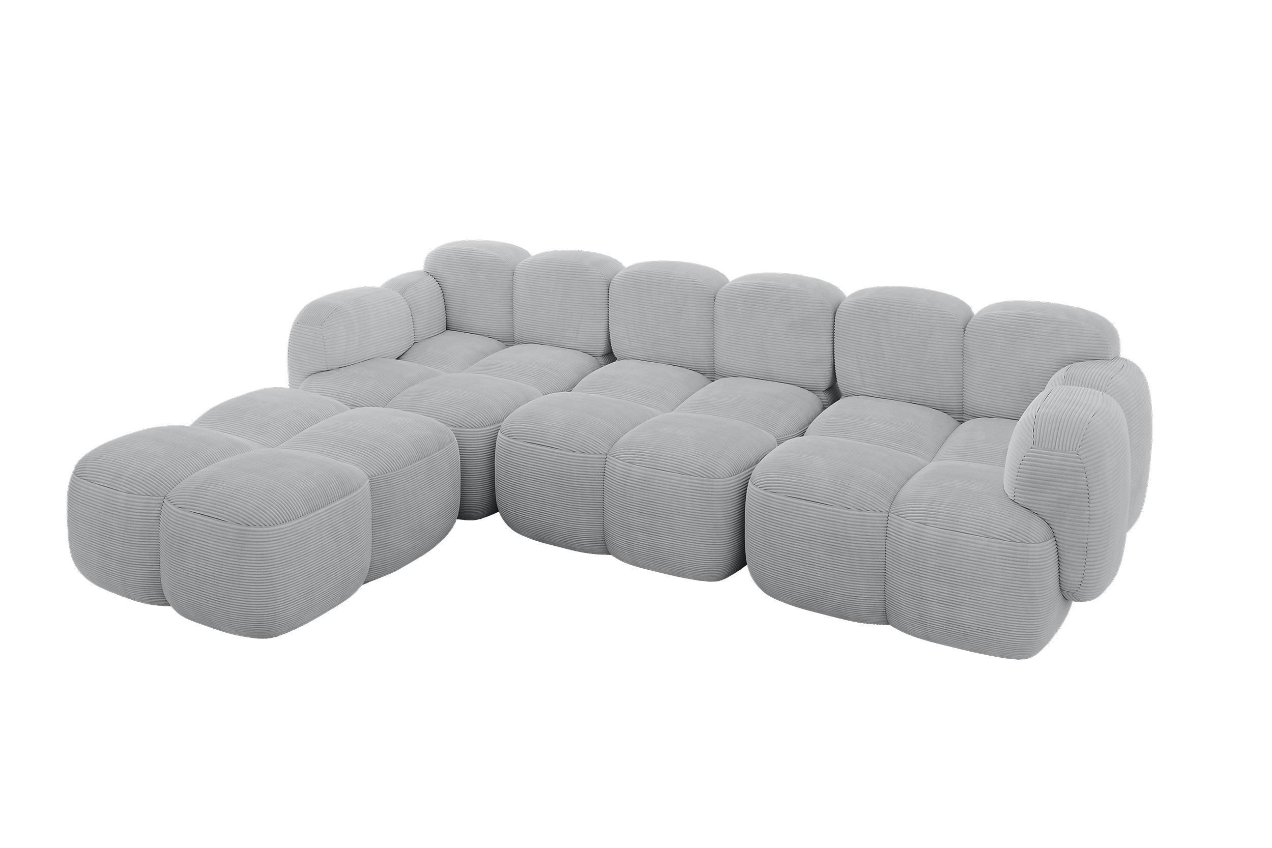 ECKSOFA modulares Sofa Links Miko-L2 302x205x75 Grau Cord - Anthrazit/Schwarz, Holzwerkstoff/Kunststoff (302/205cm) - ALTDECOR