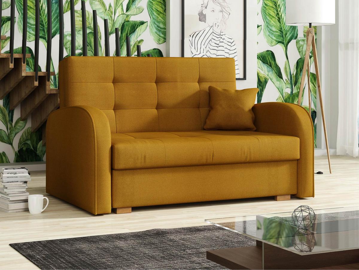 SCHLAFSOFA Viva Gold II - Dunkelgelb/Braun, Holz/Textil (133/85/98cm) - MIRJAN24