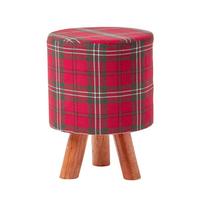HOCKER Edward Tartan rot kariert, 32/32/42 cm - Rot, Textil (32/42/32cm) - Homescapes