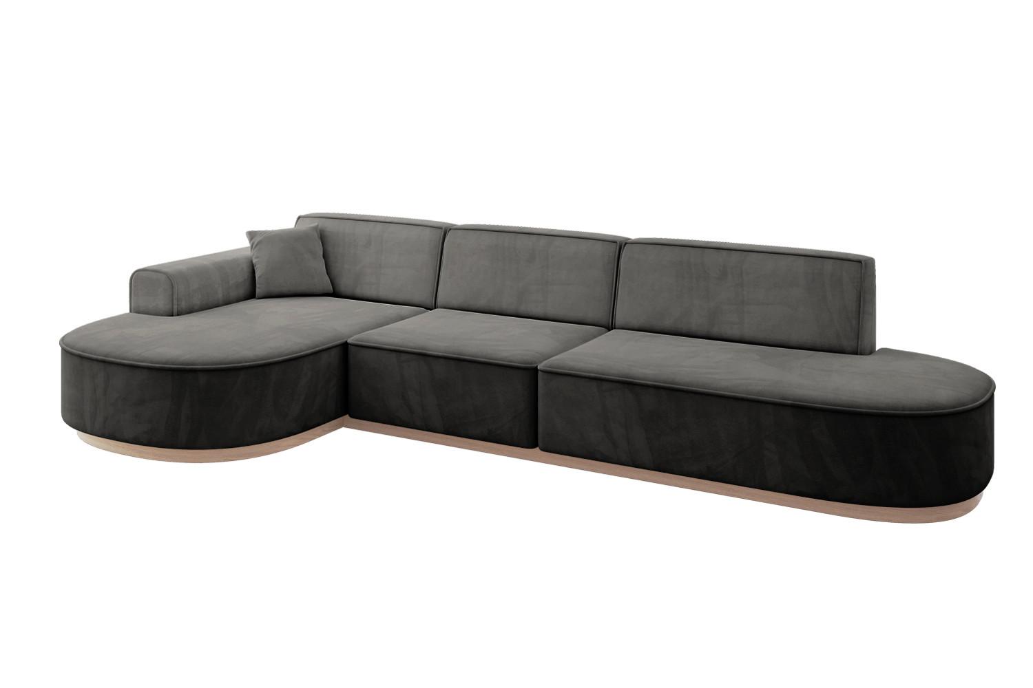 ECKSOFA Ottomane Links MARI-L2-v1 - 328x171x83 cm Dunkelgrau Velours - Dunkelgrau, Holzwerkstoff/Textil (328/171cm) - ALTDECOR