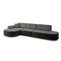 ECKSOFA Ottomane Links MARI-L2-v1 - 328x171x83 cm Dunkelgrau Velours - Dunkelgrau, Holzwerkstoff/Textil (328/171cm) - ALTDECOR