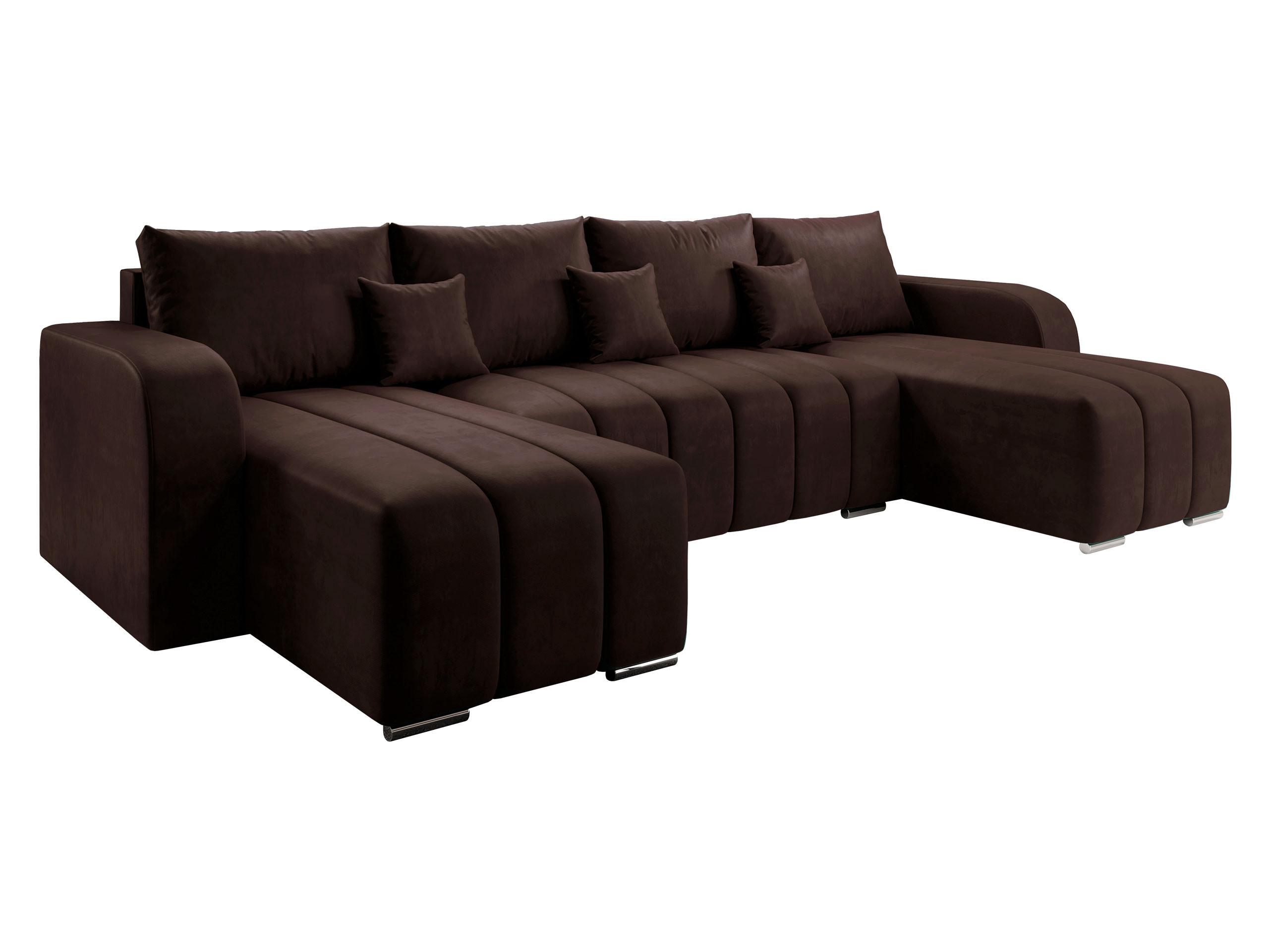 WOHNLANDSCHAFT Pufetto U - Dunkelbraun/Silberfarben, Holz/Textil (313/86/147cm) - MIRJAN24