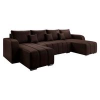 WOHNLANDSCHAFT Pufetto U - Dunkelbraun/Silberfarben, Holz/Textil (313/86/147cm) - MIRJAN24