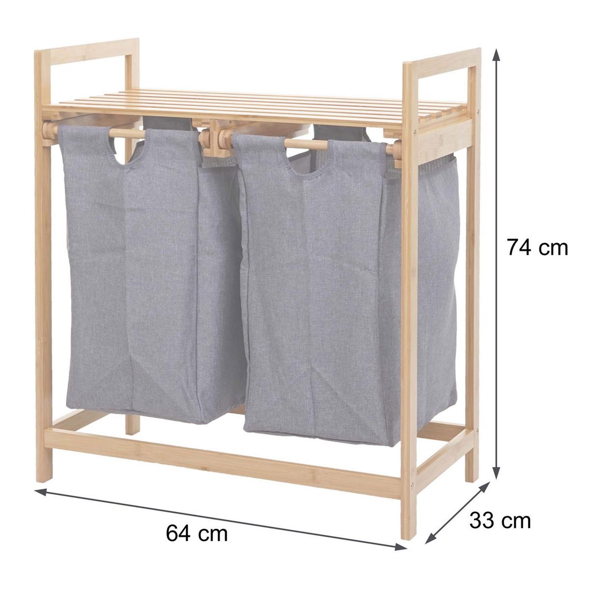 WÄSCHESAMMLER Braun, Grau - Braun/Grau, Holz (64/74/33cm) - MCW