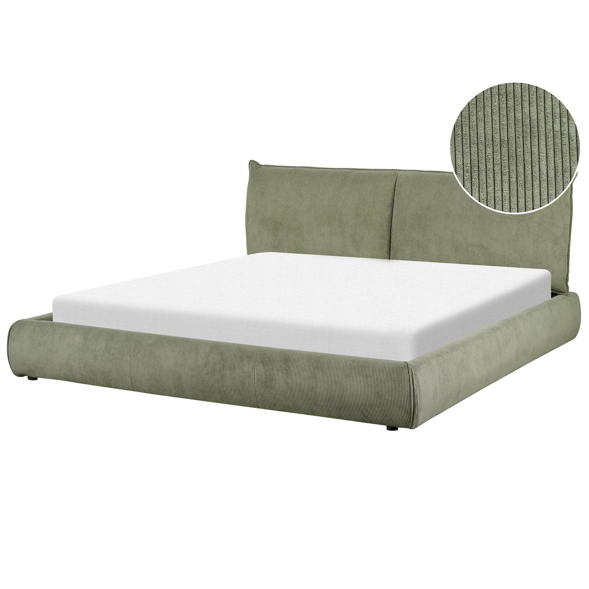 BETT mit Lattenrost Cord 180/200 cm Olivgrün Vinay - Grün, Textil (180/200cm) - Beliani