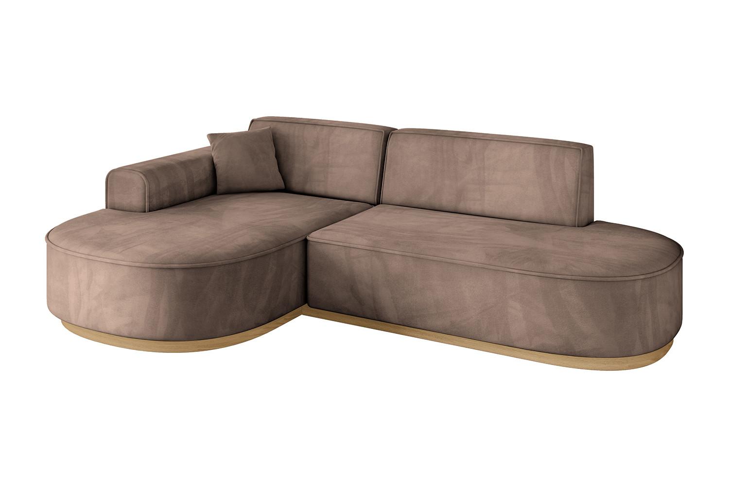 ECKSOFA Ottomane Links MARI-L1-v2 - 243x171x83 cm Braun Velours - Braun, Holzwerkstoff/Textil (243/171cm) - ALTDECOR
