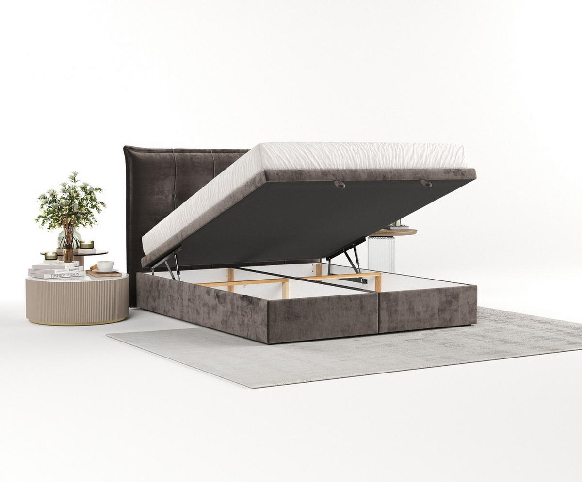 POLSTERBETT Liano mit Stauraum 140/200 cm Braun im Lotta Stoff - Schwarz/Braun, Holz/Holzwerkstoff (140/200cm) - AltaBeds