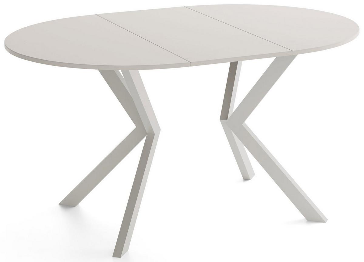 ESSTISCH Valio rund oval ausziehbar verlängerbar mit Metallbeinen in Kaschmir Grau, Kaschmir 100-140/100/76 cm - Kaschmir/Beige, Holzwerkstoff/Metall (100/140/76cm) - WFL GROUP