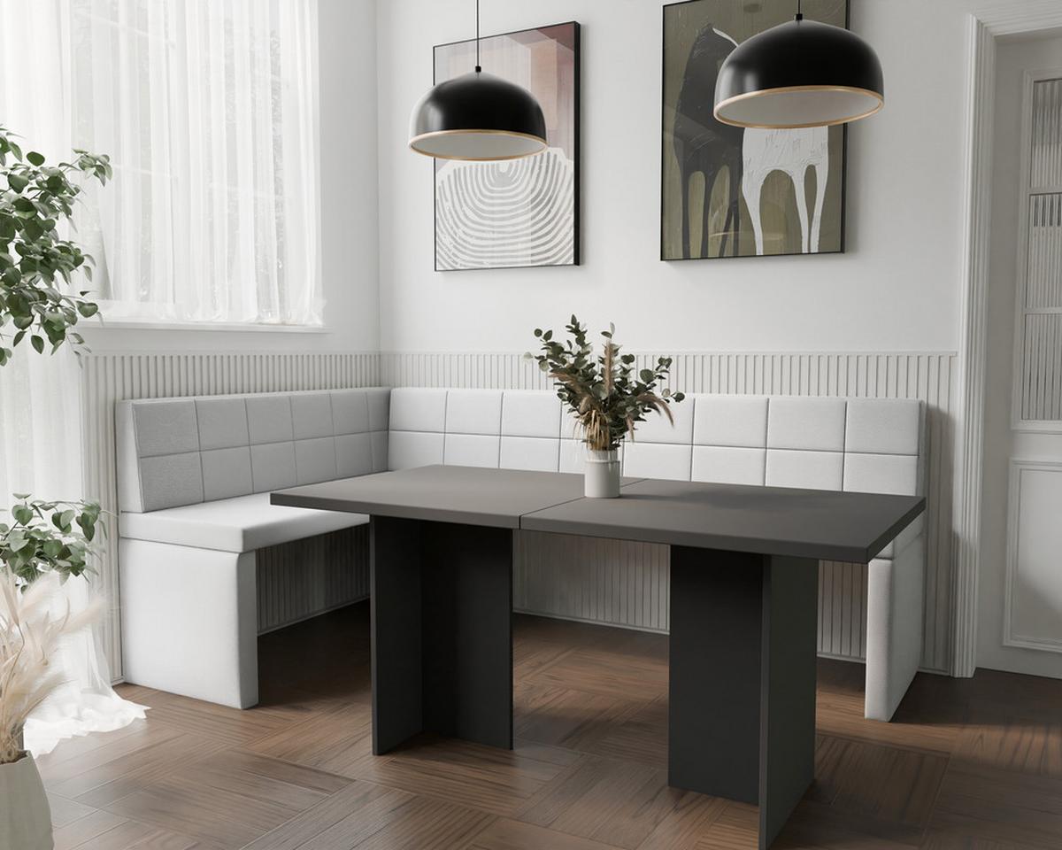ECKBANK links MELVIN Kunstleder, 128/168 cm Weiß - Weiß, Holz/Kunststoff (128/168cm) - Idohome
