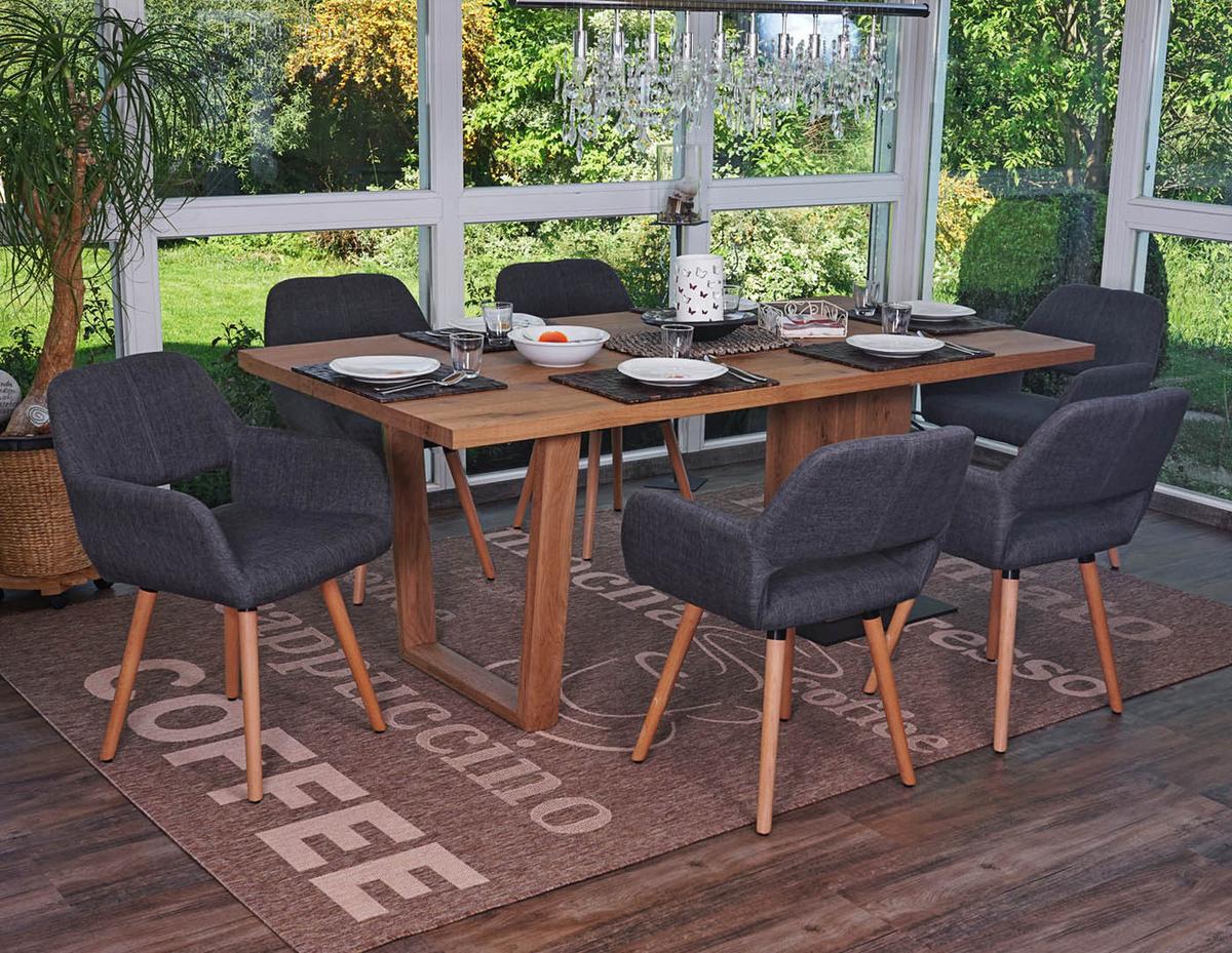 ESSZIMMERSTUHL Schiefergrau 6er-Set - Anthrazit/Grau, Holz (56/78/57cm) - MCW