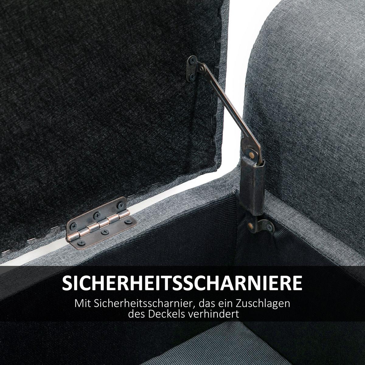 SITZBANK Polyester Gummiholz Hellgrau Schwarz - Hellgrau, Kunststoff (44/58/116cm) - HOMCOM