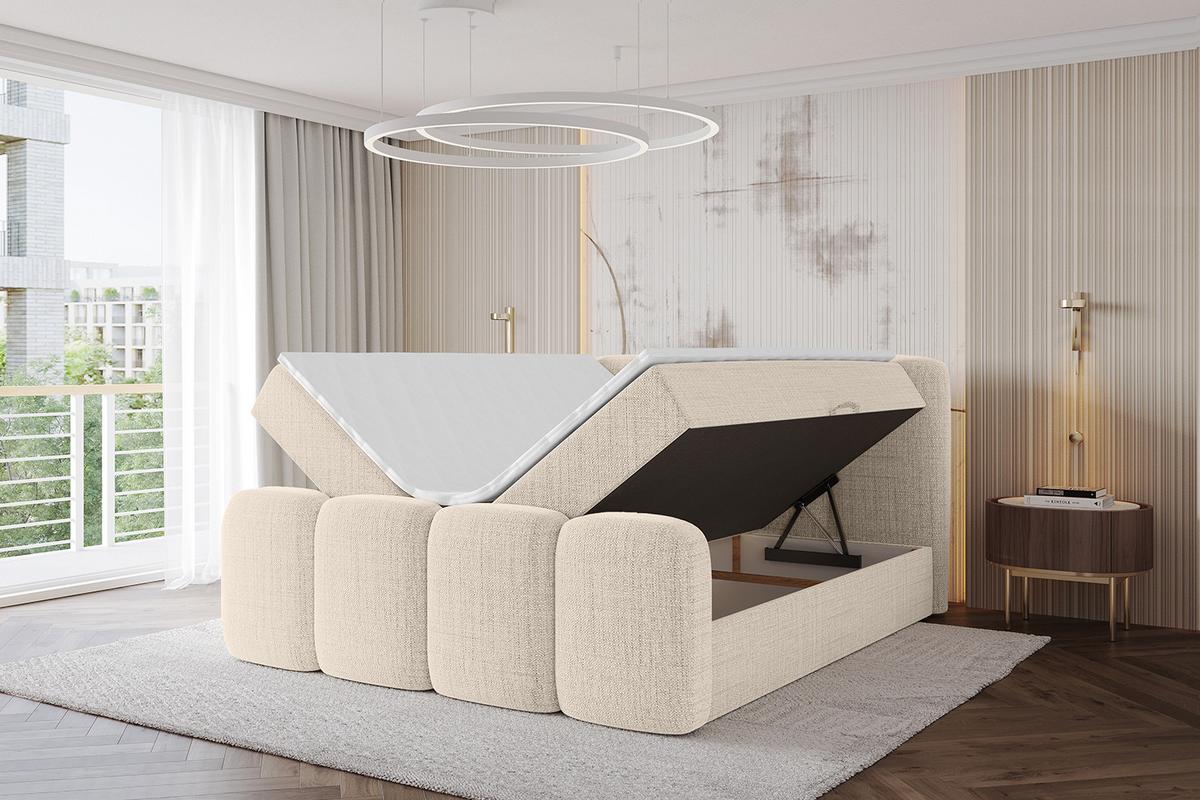 BOXBETT mit Matratze H4 und Lattenrost - NINA-Z - 180x200 cm Aragon - Beige - Beige, Holzwerkstoff (180/200cm) - ALTDECOR