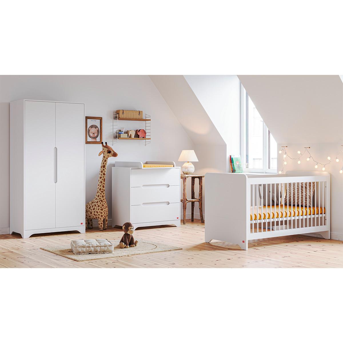 BABYZIMMER 2-teilig Ova Weiß - Weiß, Holzwerkstoff (124.5/86/65cm) - Petits-meubles