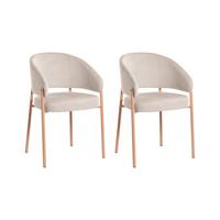 ESSZIMMERSTUHL 2er Set Stoff Hellbeige Zane - Beige/Braun, Textil/Metall (58/84/58cm) - Beliani