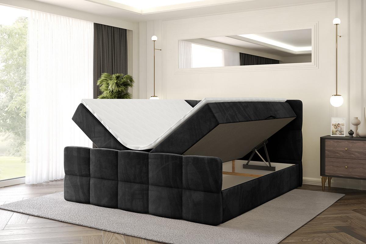 BOXBETT mit Matratze H4 und Lattenrost - LIRO-Z - 160x200 - Schwarz Casablanca - Schwarz, Holzwerkstoff (160/200cm) - ALTDECOR