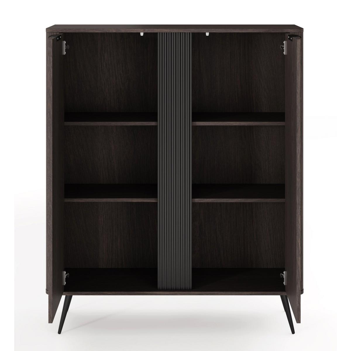 HIGHBOARD Veris Dunin-Eiche 113 cm - Dunkelbraun/Schwarz, Holzwerkstoff/Metall (113.2/134.2/38cm) - Selsey