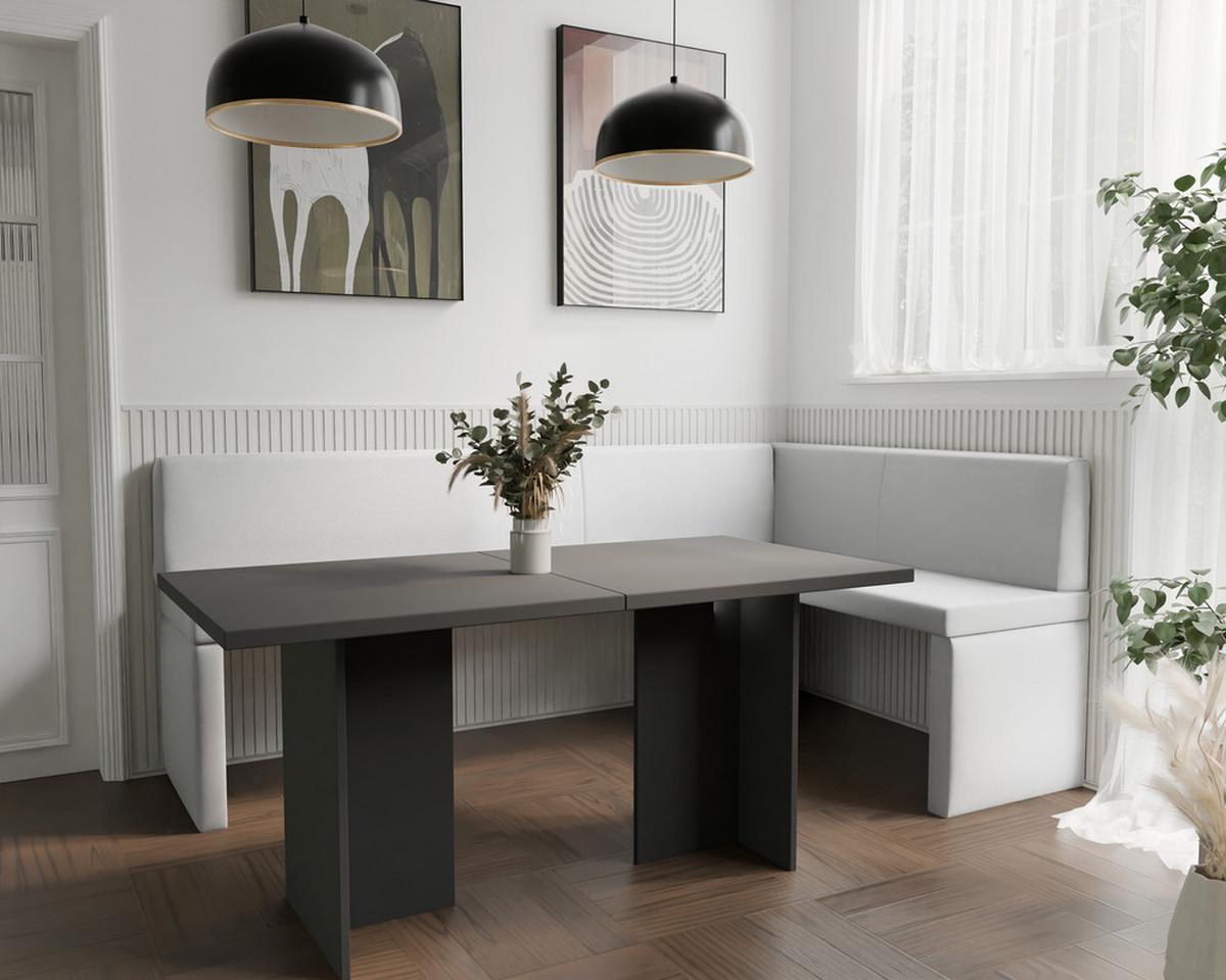 ECKBANK rechts OWEN Kunstleder, 142/196 cm Weiß - Weiß, Holz/Kunststoff (142/196cm) - Idohome