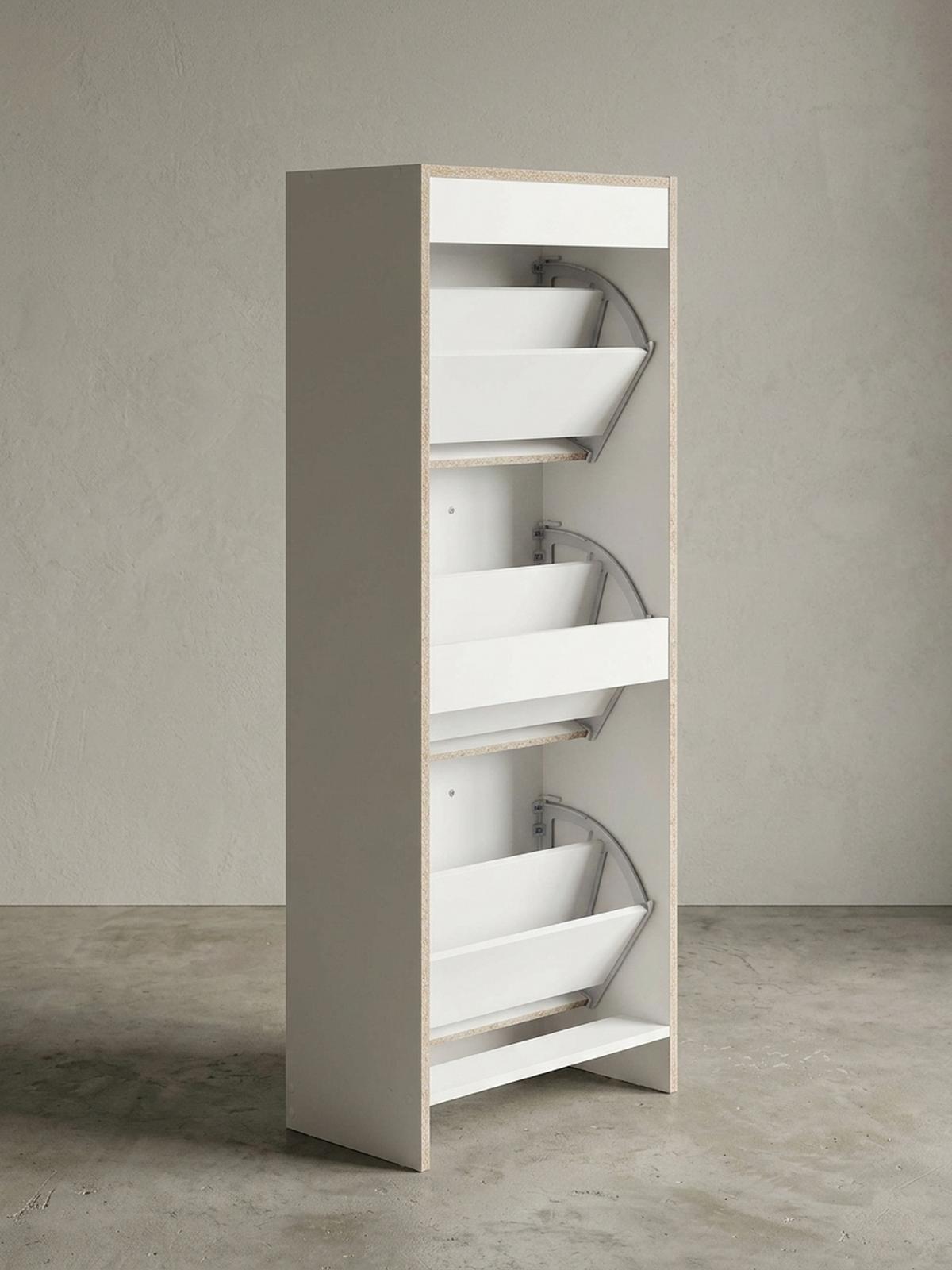 SCHUHSCHRANK – Weiß, 3 Fächer, für ca. 18 Paar Schuhe, 50x125x24 cm - Weiß, Holz (50/125/24cm) - KADIMA DESIGN