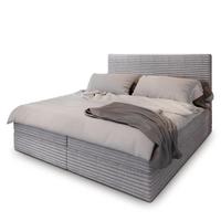 BOXBETT PISA 200x200 cm mit Matratze und Topper, H2+H3 - Hellgrau - Hellgrau, Holz (200/200cm) - MASSENO