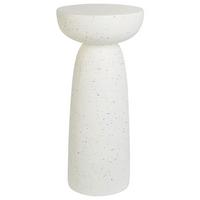 BEISTELLTISCH Beton cremeweiß Terrazzo Optik rund 33 cm Cadini - Weiß, Stein (33/33/71cm) - Beliani