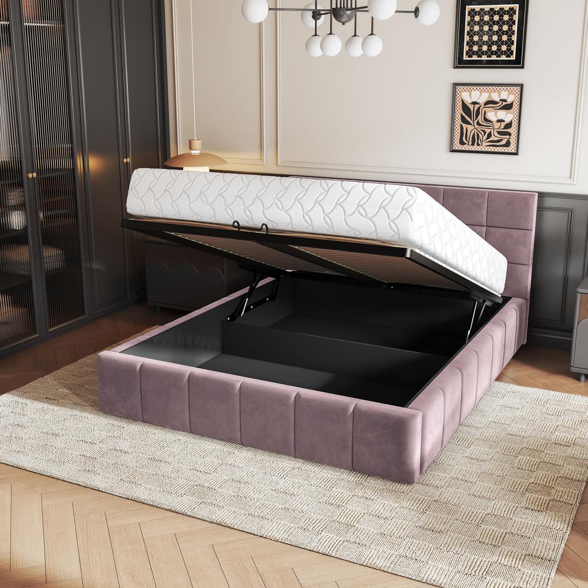 POLSTERBETT VERTO 180x200 cm mit Bettkästen - Rosa - Rosa, Holz (180/200cm) - MASSENO