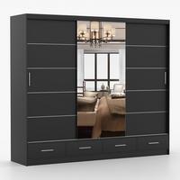 KLEIDERSCHRANK Florence 250 cm, 250/215/64, 2-türig, schwarz - Schwarz, Holzwerkstoff (250/215/64cm) - imoebel24