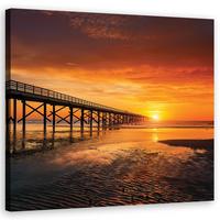 WANDBILD meer natur himmel sonnenuntergang - Orange, Textil (30/30cm) - Feeby