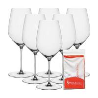 BORDEAUXGLÄSER + POLIERTUCH Hi-Lite transparent 650 ml 6er Set - Transparent, Glas (0.65L) - Spiegelau