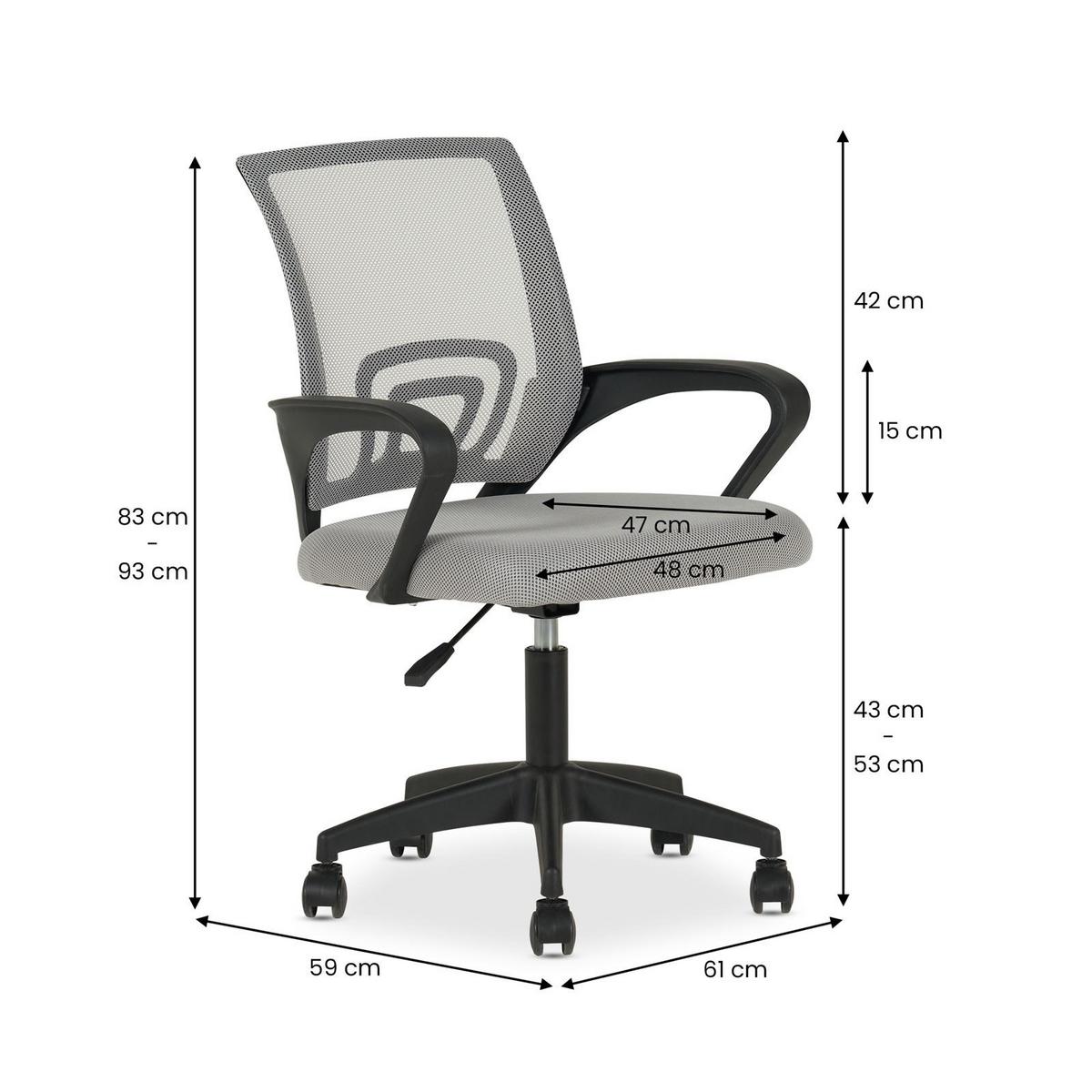 BÜRODREHSTUHL JAKE grau - Grau, Textil (60/86/53cm) - IDIMEX