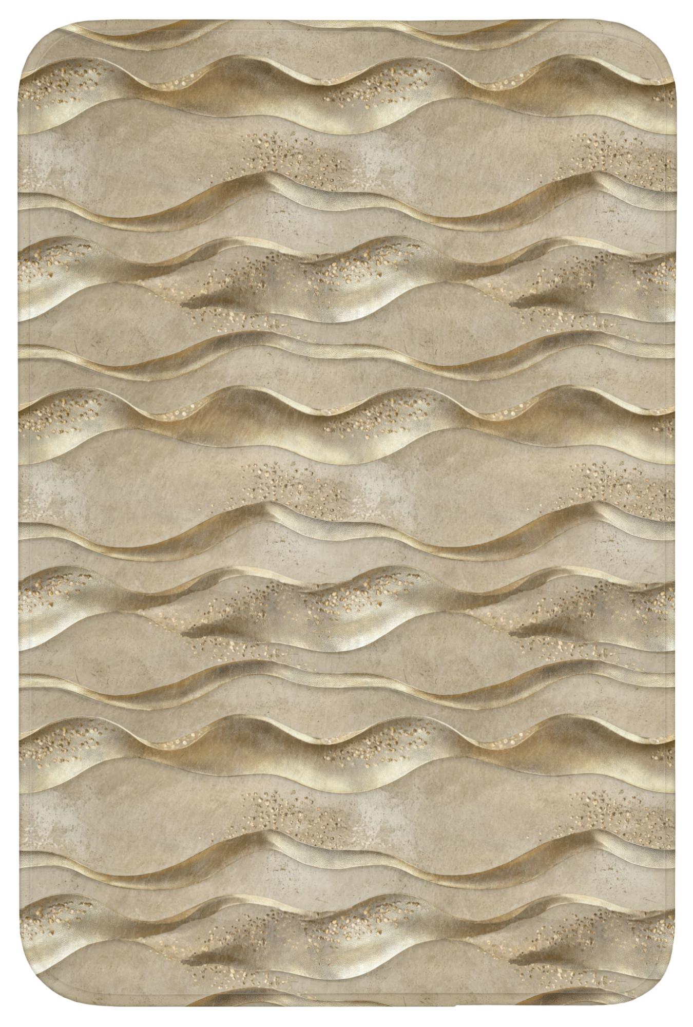 BADEMATTE Wellen - Muster - Gold Rutschfest 60x90 cm - Messingfarben, Textil (60/90cm) - OnlyWow