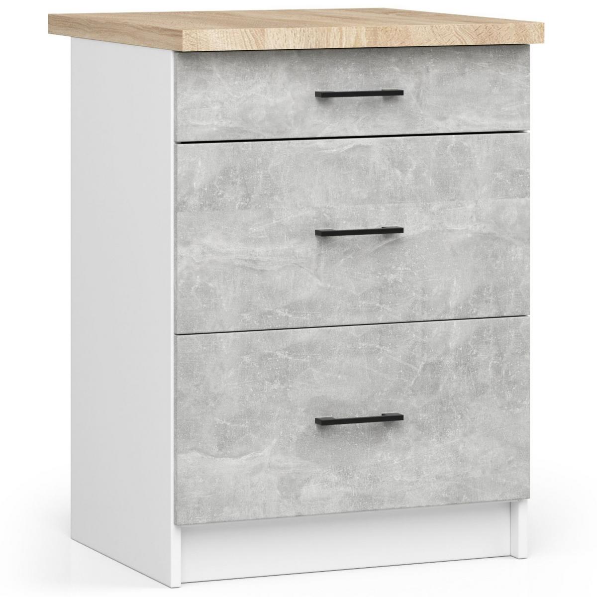 KÜCHENLEERBLOCK Weiß, Beton 203/240/46 - Weiß, Holzwerkstoff (240/203/46cm) - RAUMHIRSCH FURNITURE