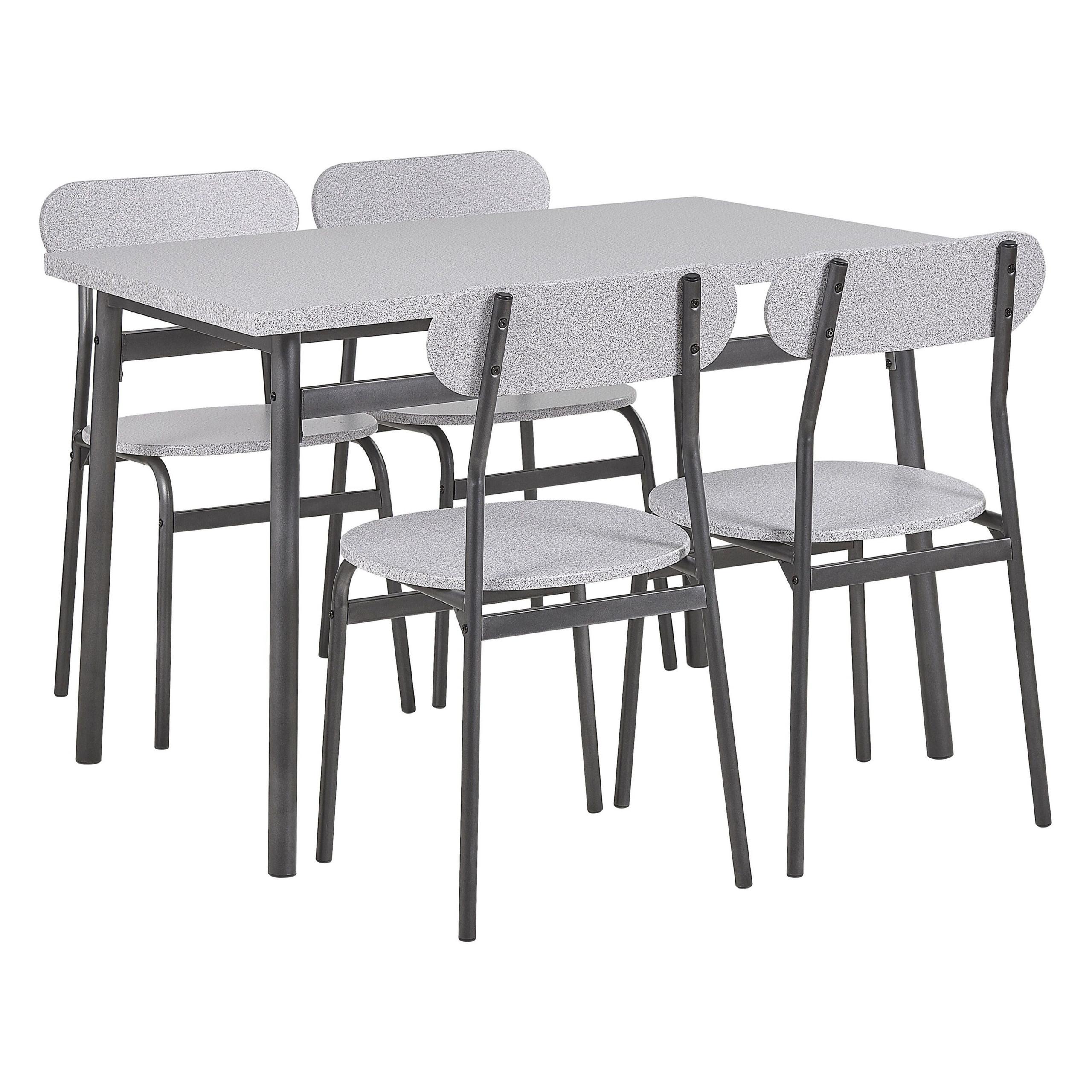 ESSGRUPPE Grau meliert, Schwarz 4-Sitzer 110/70 cm Velden - Grau, Holzwerkstoff (110/81/70cm) - Beliani