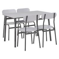 ESSGRUPPE Grau meliert, Schwarz 4-Sitzer 110/70 cm Velden - Grau, Holzwerkstoff (110/81/70cm) - Beliani