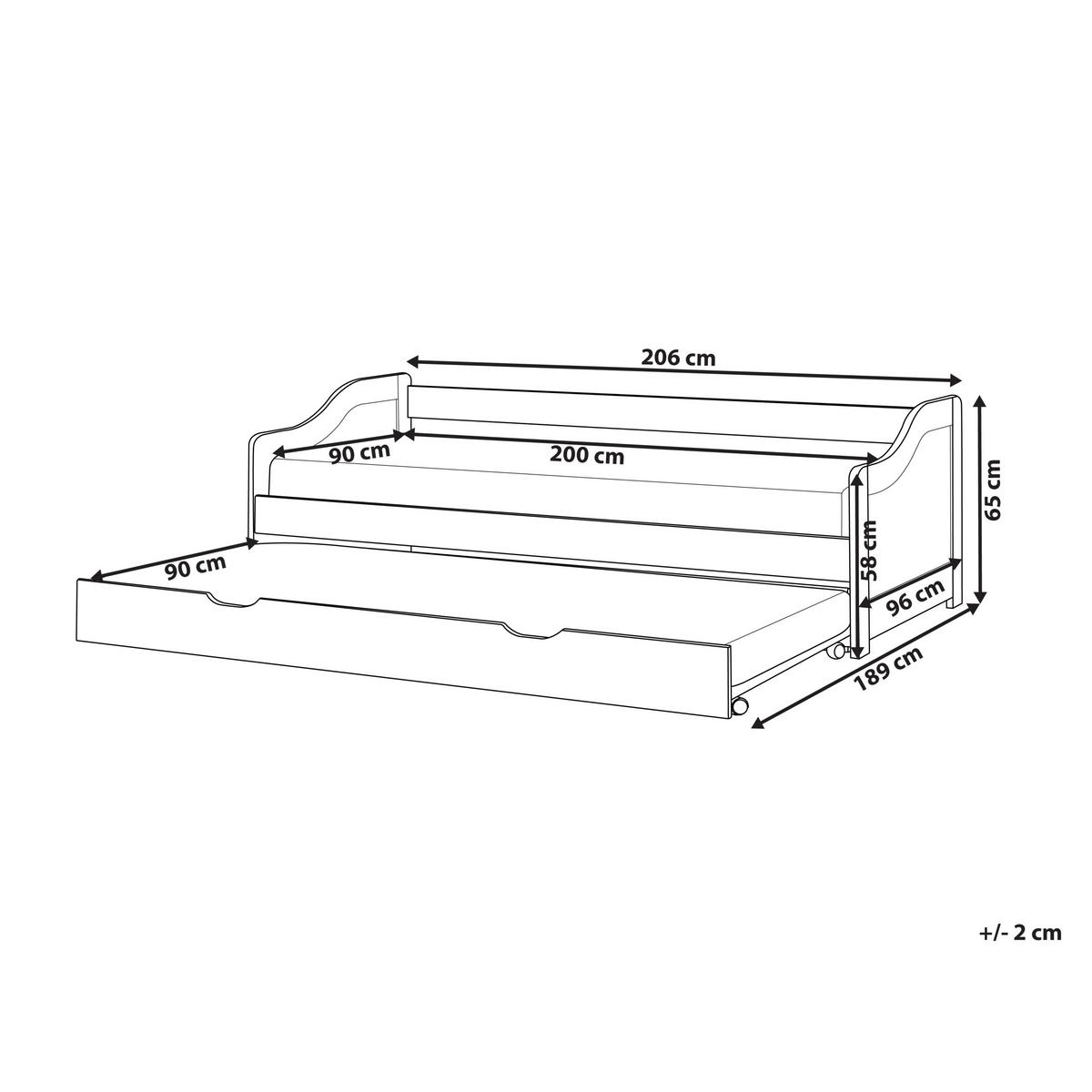 AUSZIEHBETT 90x200 cm Heller Holzfarbton Luneray - Hellbraun, Holz (90/200cm) - Beliani