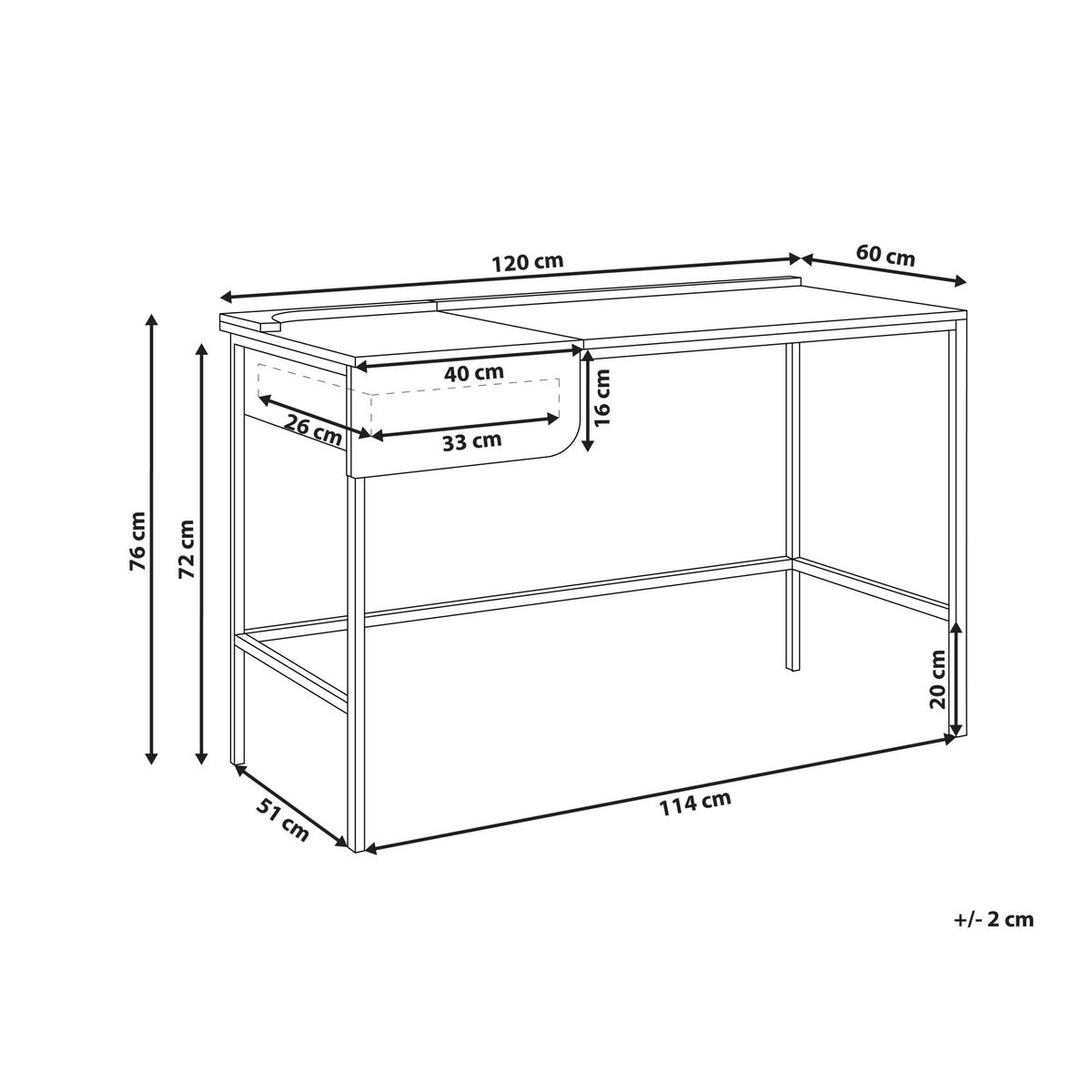 SCHREIBTISCH Weiß 120/60 cm Ocate - Weiß, Holzwerkstoff (60/120/76cm) - Beliani