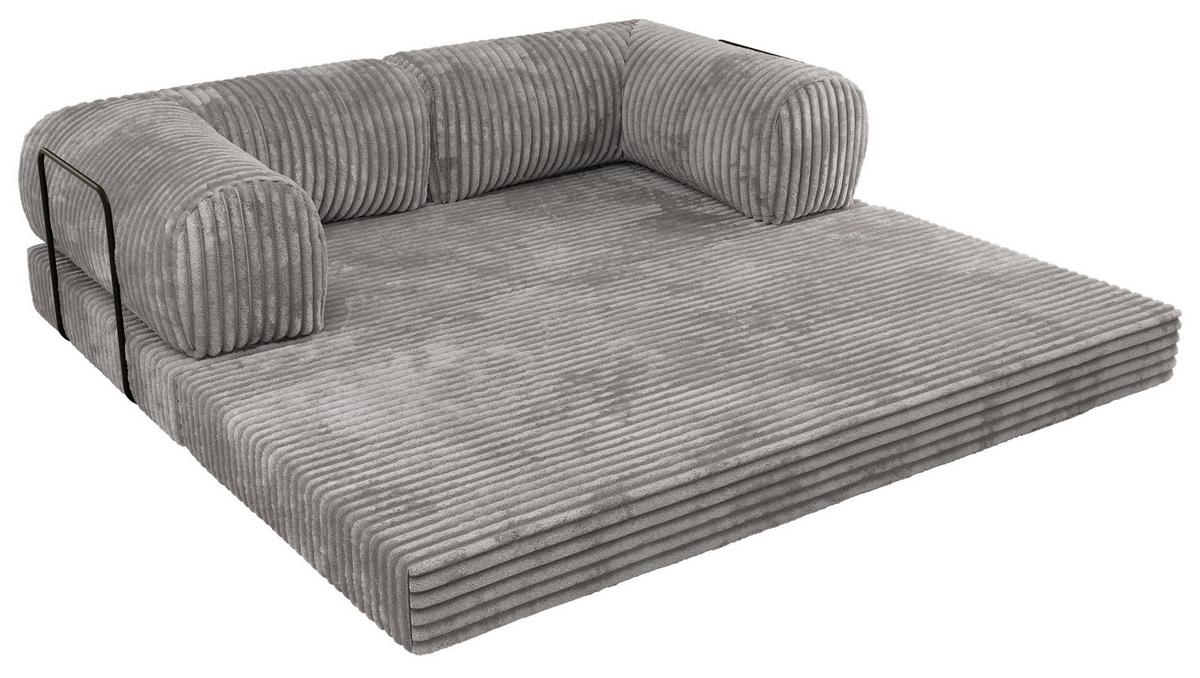 3-SITZER SOFA ORSETTO - Hellgrau Cord - Hellgrau/Schwarz, Textil/Metall (200/70/100cm) - MKS