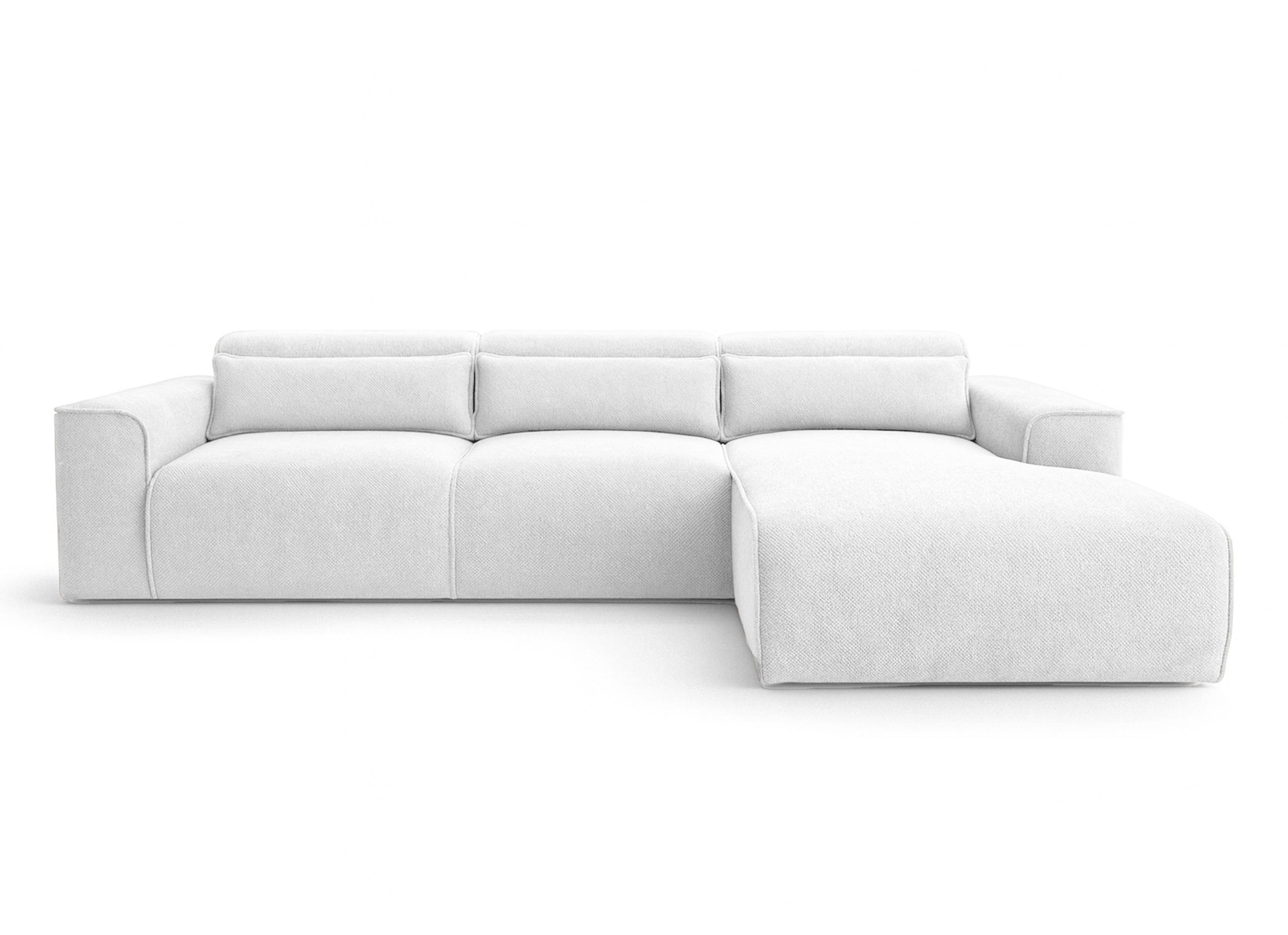 ECKSOFA L Form Ruyam Perlweiß 310/165/78 cm – Schlaffunktion Rechts - Schwarz/Weiß, Kunststoff/Textil (310/170cm) - AX Living