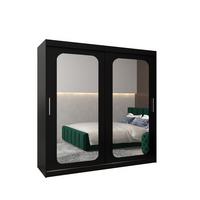 SCHWEBETÜRENSCHRANK 200/200/62 2-türig - Silberfarben/Schwarz, Holz/Kunststoff (200/200/62cm) - MÖBEL KRYSPOL